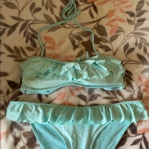 Cute light blue ruffle swimsuit